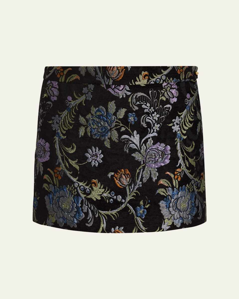 Floral Tapestry Mini Skirt